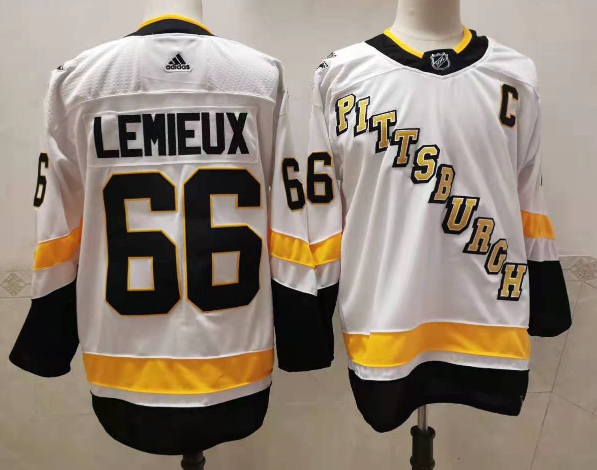 Men Pittsburgh Penguins #66 Lemieux White Authentic Stitched 2020 Adidias NHL Jersey